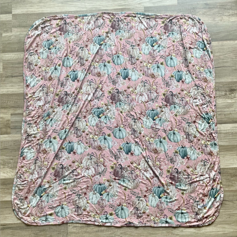 Posh Peanut Pink Pumpkin & Floral Swaddle Blanket Patoo